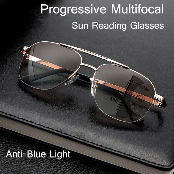 Progressive Photochromic Reading Glasses For Men & Women – Anti-Blue Light & Foldable