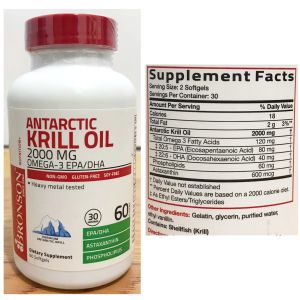 Viên uống dầu nhuyễn thể Krill Oil 2000mg Omega-3 Bronson các loại [Hàng Mỹ]