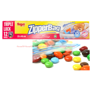 Bagus Zipperbag 33x40cm Triple Lock 12bags Plastik Klip Untuk Makanan Buah Zipper Bag