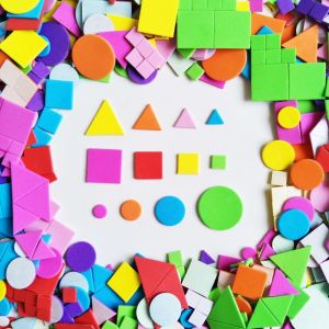 YOUSHI TOP 1000pcs Self-Adhesive Self-Adhesive Geometry Puzzle Geometry Geometric Figure Foam EVA Stickers Kindergarten EVA Crafts Arts Making Children Kids Gifts