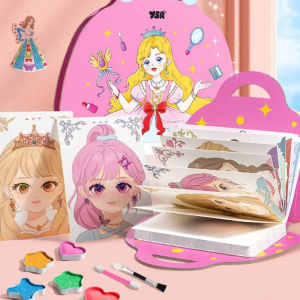 Kids Makeup Book Toy Make up Pretend Play Game Princess Cosmetics Painting Book for Girls Gift