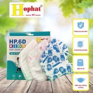 Khẩu Trang Trẻ Em Hophat HP.6D Kids – Combo 5 Hộp 10 cái/hộp – 4 Lớp Kháng Khuẩn Chống Bụi Mịn 99%
