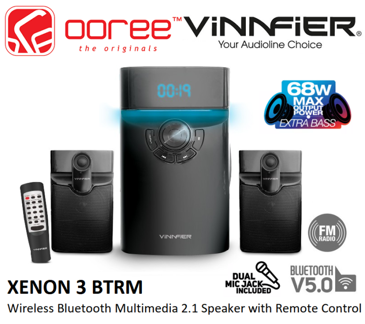 VINNFIER XENON 3 BTRM WIRELESS BLUETOOTH MULTIMEDIA 2.1 SPEAKER WITH FM