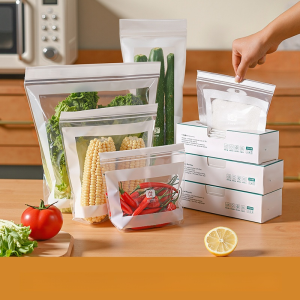 Long Thick Double Rib Fresh-Keeping Sealed Bag Household Refrigerator Storage Bag Reusable Food Compact Bag Can Be Marked With Date