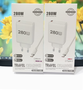 Charger Polos Universal Model 135 Super VOOC 280W Travel Charger Casan Hp 1set Support Fast Charging