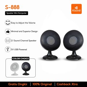 KISONLI Speaker Mini Komputer / Laptop S888-Putih Super Bass Effect With Volume Control