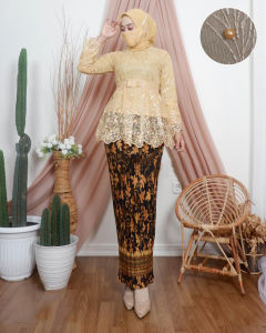 D19 Setelan kebaya Marsya tile mutiara modern lengan panjang elegan mewah brukat full furing kebaya wisuda kekinian