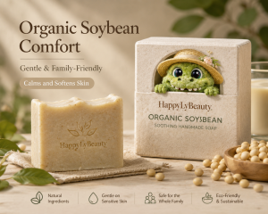 Natural Soybean Soap 100g – Gentle Moisturizing Face & Body Wash for Sensitive Skin | Nourishing Cold Process Handmade Soap | HappyLyBeauty