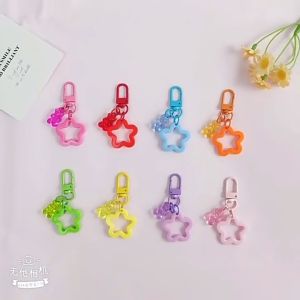 【Local Seller】Cute Creative Hollow Five-pointed Star Bear Keychain Phone Case Earphone Case Bag Ornaments Handmade