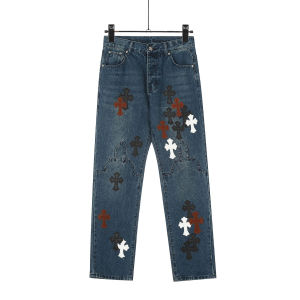Chrome Heartsˉ กางเกงยีนส์ทรงหลวมสไตล์สตรีทแนวสตรีทสำหรับผู้ชาย ทรงสกินนี่เข้ารูปเอวสูง ทรงสวย ดีไซน์เท่ ผลิตจากผ้ายีนส์คุณภาพดี