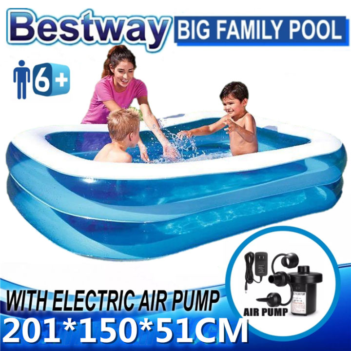 Bestway Inflatable Swimming Pool for kids and family on sale With free  electric air pump Portable adult children outdoor blue 2-layer thickened
