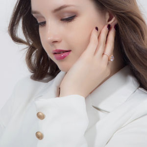 SEQUITO Luxury 18K White Rose Gold Filled Wedding Band Micro CZ Pave Classic 3CT Round Zirconia Diamond Big Engagement Ring For Women SR043