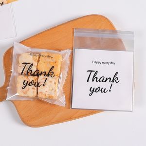 100Pcs Bread Plastic Packaging Bags Cookies Sandwich Banana Loaf Bread Self Adhesive Packaging Bag
