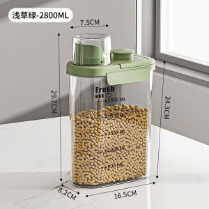 Airtight Food Storage Box Container LeakProof Kitchen Canister Jar with Measuring Cup Plastic Transparent Seal