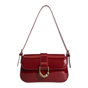 GOLDVAULT PU Leather Small Shoulder Bag with Zipper Closure Horseshoe Buckle Casual Crossbody Bag Y2K Style Soild Color Women Clutch Purse