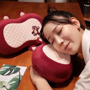 Gối Nhung Lạnh Thoáng Khí Họa Tiết Gấu Và Dâu Hoạt Hình Dễ Thương Dùng Trang Trí Nhà Cửa Và Kê Ngủ A.can