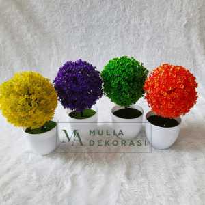Tanaman Hias Bulat Artificial Pot Bunga Plastik Dekorasi Aksesoris