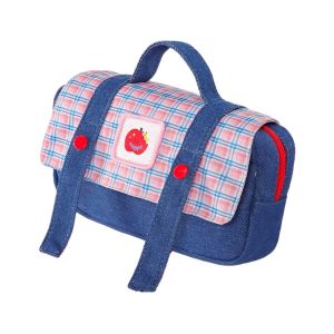 MMLUCK Kẻ sọc và chấm bi Hộp bút hình cao bồi trái cây Phong cách Hàn Quốc Vải denim Túi đựng bút Túi mỹ phẩm Thẩm mỹ Túi văn phòng phẩm lưới Các cô gái