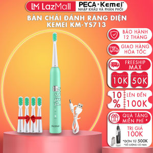 Bàn chải đánh răng điện KEMEI KM-YS713 điều chỉnh nhiều chế độ rung lông bàn chải tơ mỏng Tặng kèm 5 đầu bàn chải - Hàng chính hãng nhập khẩu PECA