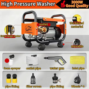 High Pressure Car Washing Machine Is Suitable For Car Washing Portable Water Gun Car Washing Pump Induction Motor Cleaning Spray Pump Cleaning Stains Car Washing Portable With Soap Bottle And Water Inlet Hose (Full Set Of Accessories)