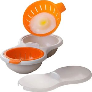 ECILY🔥New upgraded🔥 Microwave Egg Poacher Double Cup Boiler Steamer BPA Free Kitchen Gadget For Healthy Breakfast Easy Clean Plastic Mold
