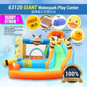Bee Slide Waterpark Children Trampoline Jumping Bed Pool Playground Gelongsor Air Kolam Mainan Lompat Budak 63120 蜜蜂乐园水池