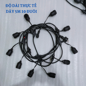 Dây đèn trang trí ngoài trời 5m 10 đuôi 10m 15 đuôi 10m 20 đuôi chống nước lõi đồng cao cấp