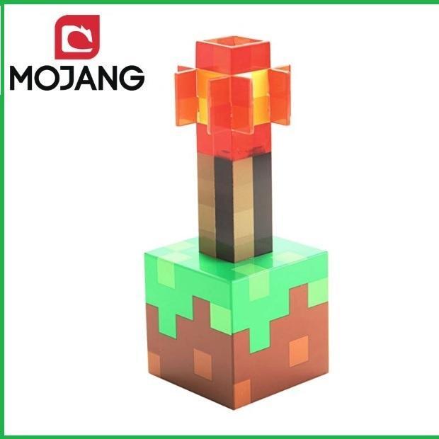 Mô hình Minecraft cục đất - đá đỏ - đuốc