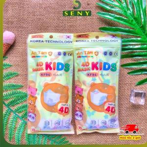 Khẩu trang 4d kf94 cho bé 4 - 8 tuổi 4 lớp kháng khuẩn ngăn bụi thông thoáng chính hãng An Tâm túi 10 cái