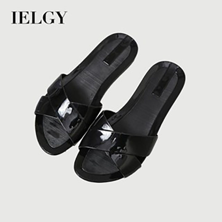 IELGY Crystal Slippers Flip-flops Women's Summer Jelly Fashion Bath Plastic  Flat Bottom Non-slip【one size too small】