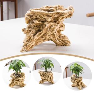 Natural Look Resin Flowerpot with Tree Stump Design for Enhancing Home and Garden Decors