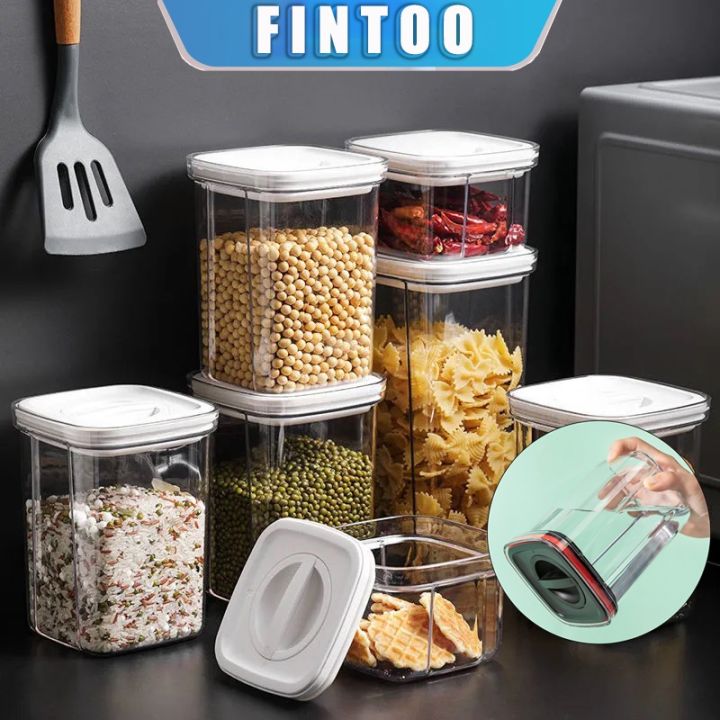 FINTOO Airtight Container Easy Open Lock Lid Dry Food Storage Leak