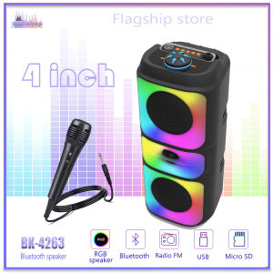 Extra Bass Wireless BluetoothSpeaker WITH MIC/BT/Karaoke Party DJ WITH FREE Microphone