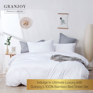 Granjoy Bamboo Pillowcase - Set of 2pcs - Made from 100% Pure Bamboo Viscose - Soft Cool and Silky Pillow Cases