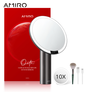 Đèn Led Gương trang điểm Amiro O2 với Gương đen 10x
