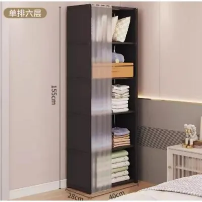 Simple Wardrobe Anti-dust Steel Pipe Bold Reinforced Assembly All-steel Frame Cloth Wardrobe Rental Room Storage Cabinet Household Bedroom Single Drawer Small Apart