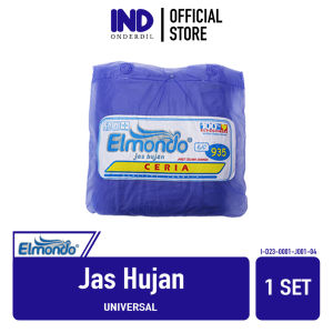Jas Hujan Merk Elmondo Ceria 935 Setelan Baju Celana Jaket Dewasa Wanita Pria Tangan Panjang Stelan Ujan Hitam Biru Hijau Orange Pink Putih