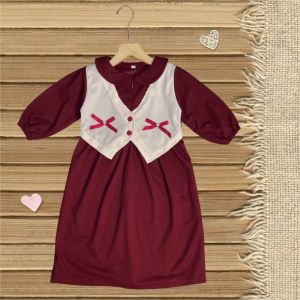 CF Kids Gamis Anak Perempuan Rompi Putih Aksen Pita