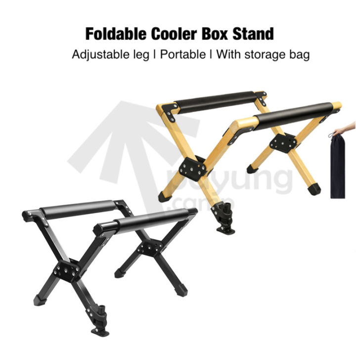 Portable Aluminium Foldable Camping Cooler Stand Lightweight Icebox Cooler box Stand Rack Shelf