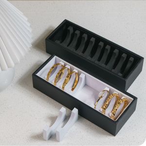 OEUVR No Lid Bracelet Storage Tray Rectangle Shape 10/40 Slots Jewelry Organizer Elegant Foam Divider Bracelet Display Plate Jewelry Props