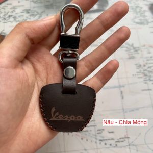 Bao Da Chìa Khóa Xe Máy Vespa Loại Chìa Mỏng Và Dày Da Bò Thật Handmade Tặng Kèm Móc Khóa