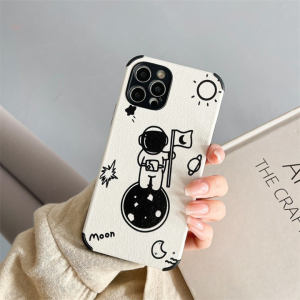 DEAMOR Case Oppo A1K A3S A5S A5 2020 A7 A9 2020 A11K A12 A15 A15S A16 A16S  A17 A57 Casing Astronot Cream Black With pelindung kamera