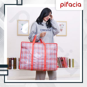 PIFACIA Tas Laundry Karung Resleting Motif Super Jumbo Penyimpanan Tas Jinjing Belanja Pindahan Serba Guna