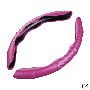 JaneDream ฝาครอบพวงมาลัยรถคาร์บอนไฟเบอร์อเนกประสงค์2ชิ้นอุปกรณ์ Hiasan Interior รถยนต์กันลื่น