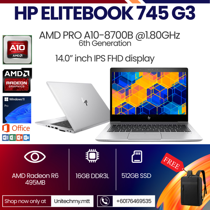 HP ELITEBOOK 745 G3 AMD A10 PRO QUAD CORE 6TH