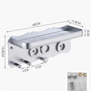 Hair Dryer Holder Black/Silver Space Aluminum Straight Air Duct Holder Hanging Rack Bathroom Shelf Storage Rack Organizing Rack