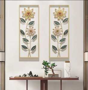 Walldecor Berkah Hiasan Dinding Besi 85x31 Model Bunga Matahari Frame Metal Gold Dekorasi Gantung