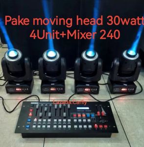 Pake Beam Mini Moving Head n 8Gobo 30W Murni 4Unit +Mixer 240