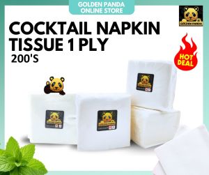 Cocktail Napkin 1-Ply Disposable Paper Tissue for Party Cafe Restaurant & Home Use/ 1 Ply x 200 sheets/ white tissue