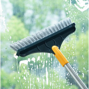 New 3 in 1 Rotating Floor Cleaning Brush with Detachable V-Bristles Scrape/wipe/Sweep 3-in-1 Long Handle Scrub Brush for Bathroom Kitchen Floor Household Cleaning Brush for Window Cleaning Crevice Brush